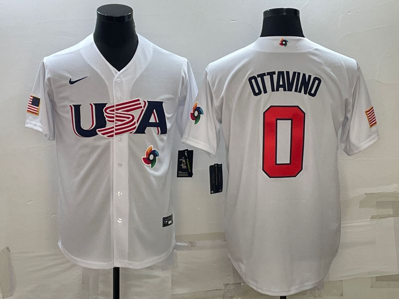 Men 2023 World Cub USA #0 Ottavino White Nike MLB Jersey9->more jerseys->MLB Jersey